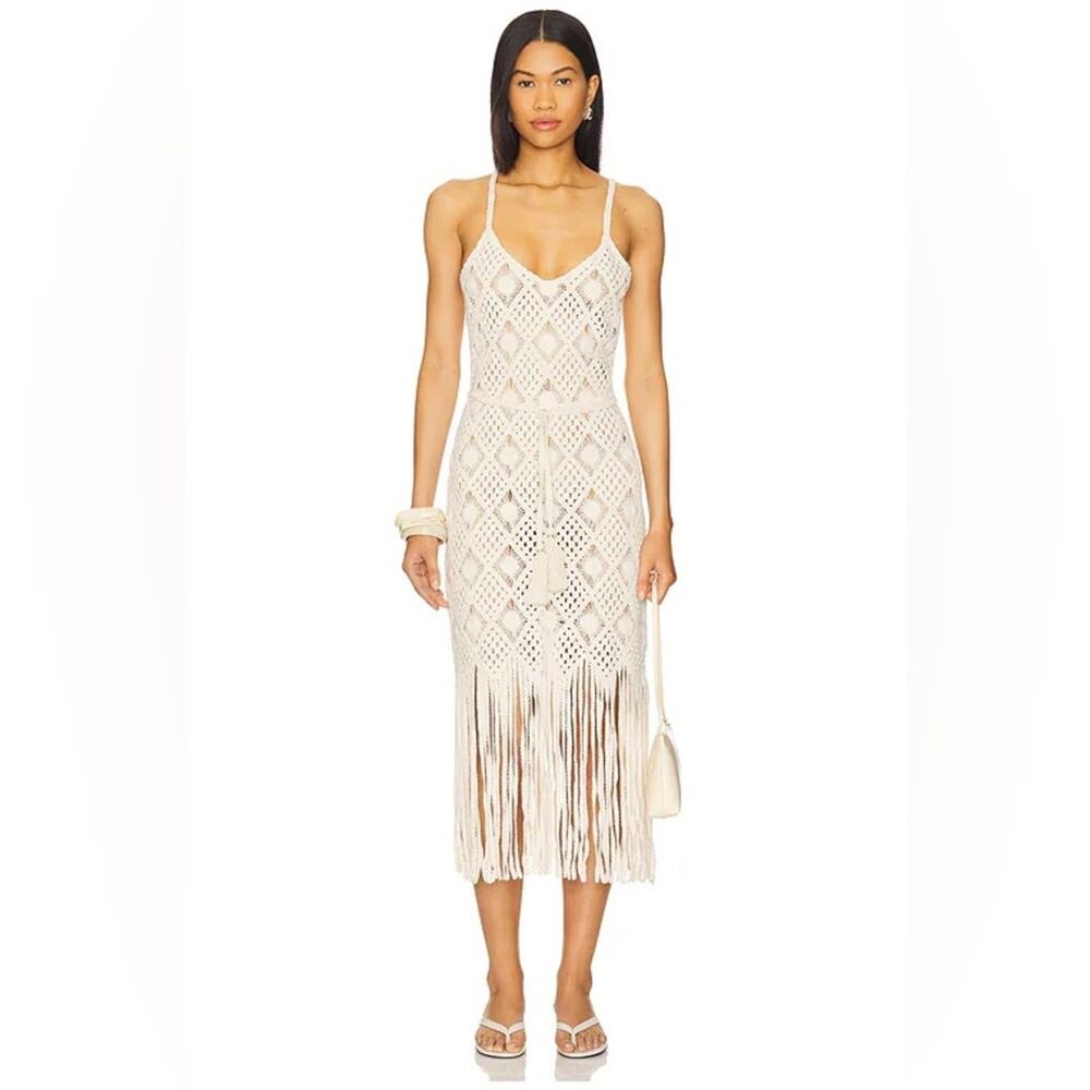 L’agence Haleigh Crochet Cover-Up Dress M - Picture 3 of 10